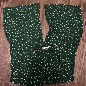 Faithfull the Brand Green Floral High-Waisted Wide-Leg Pants – Size XS (US 2)